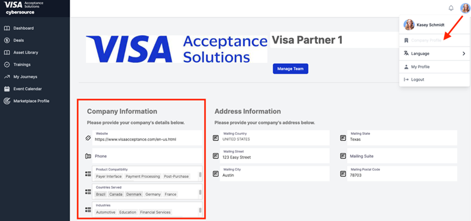 In the Company Information section, enter details about your
                                company. 