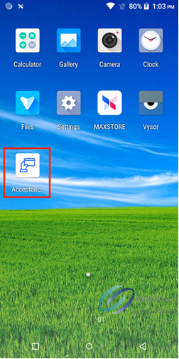 Acceptance Devices App on PAX Home Screen