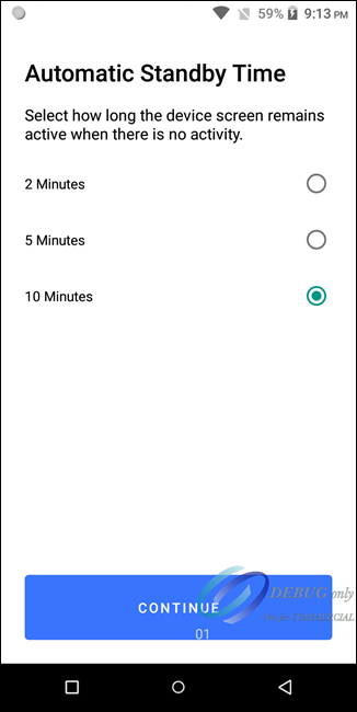 Automatic Standby Time Screen