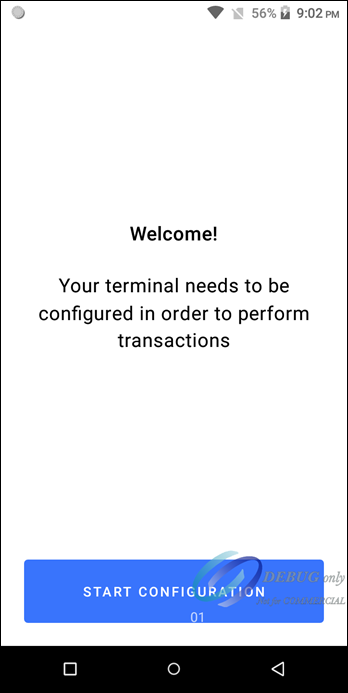 Acceptance Devices App Welcome Screen Showing Welcome Message and
                        Start Configuration Button
